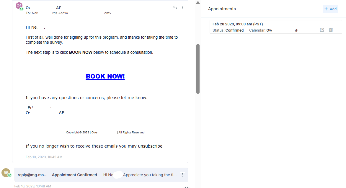 Email confirmation example